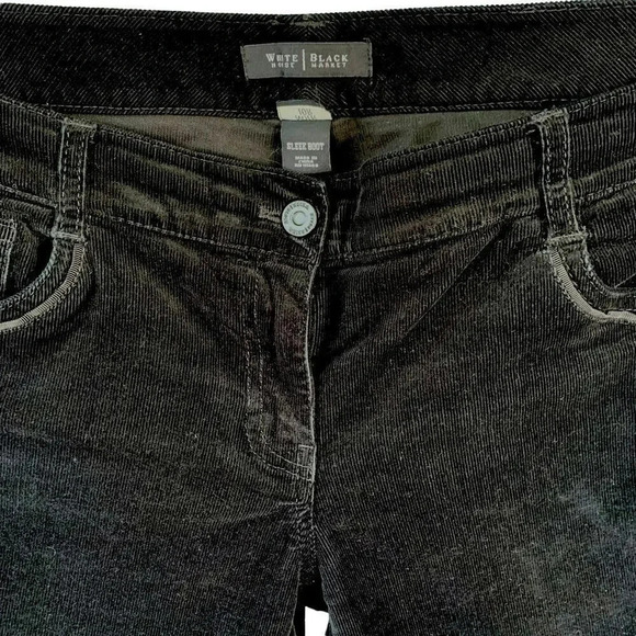 White House Black Market Sleek Bootcut Corduroy Pants Stretchy Size 10R Black - Picture 7 of 16
